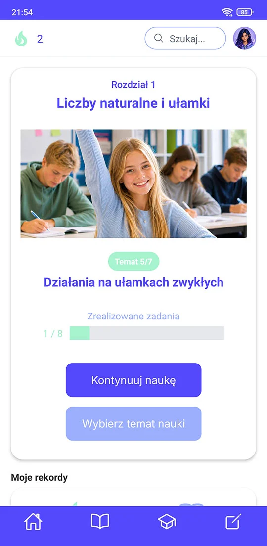 Ekran główny aplikacji LiczMi
